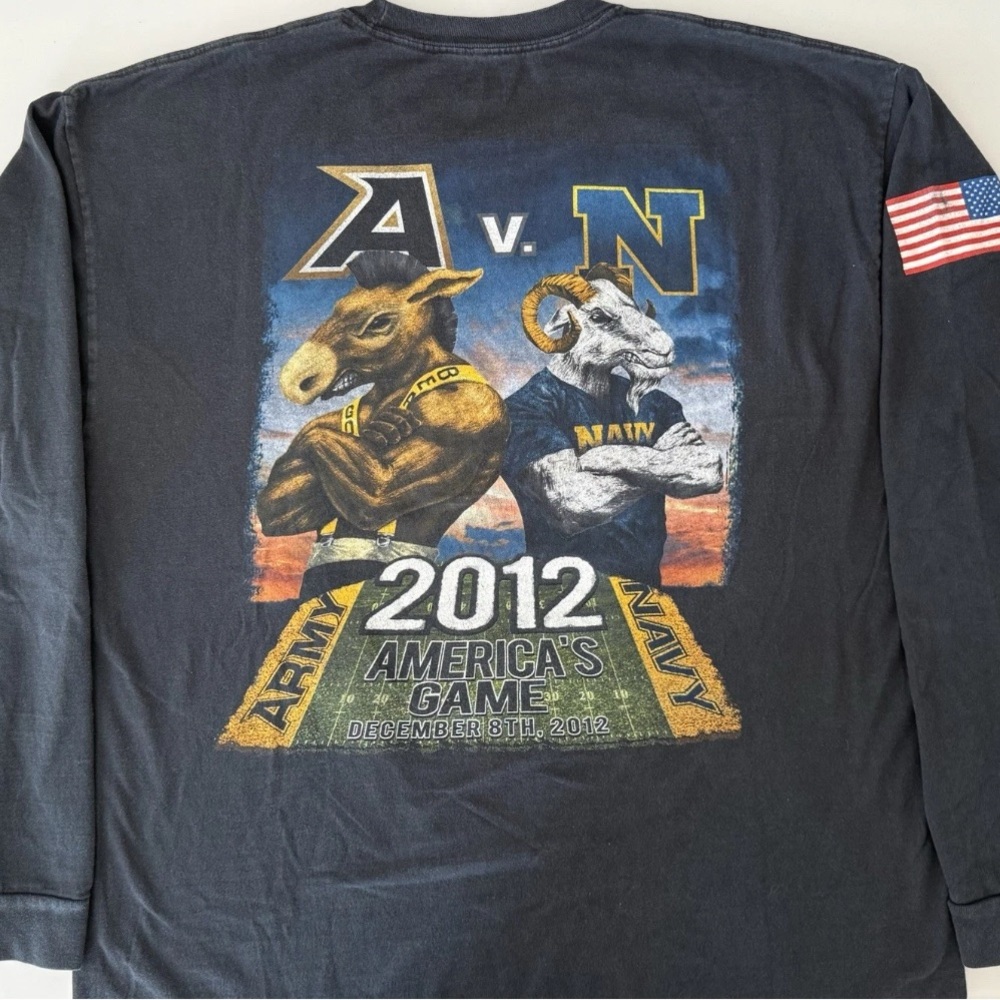 2012 Army Navy Football Game Long Sleeve Men's Shirt 2XL Mascots & Reverse Flag